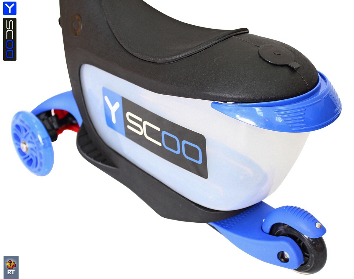 Каталка-самокат 3 в 1 Y-Scoo Mini Jump&Go, темно-синий, со светящимися колесами  